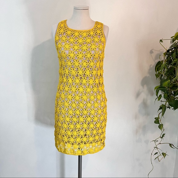 Diane Von Furstenberg Dresses & Skirts - Diane Von Furstenberg - Yellow Crochet Sleeveless Sheath / Bodycon Dress